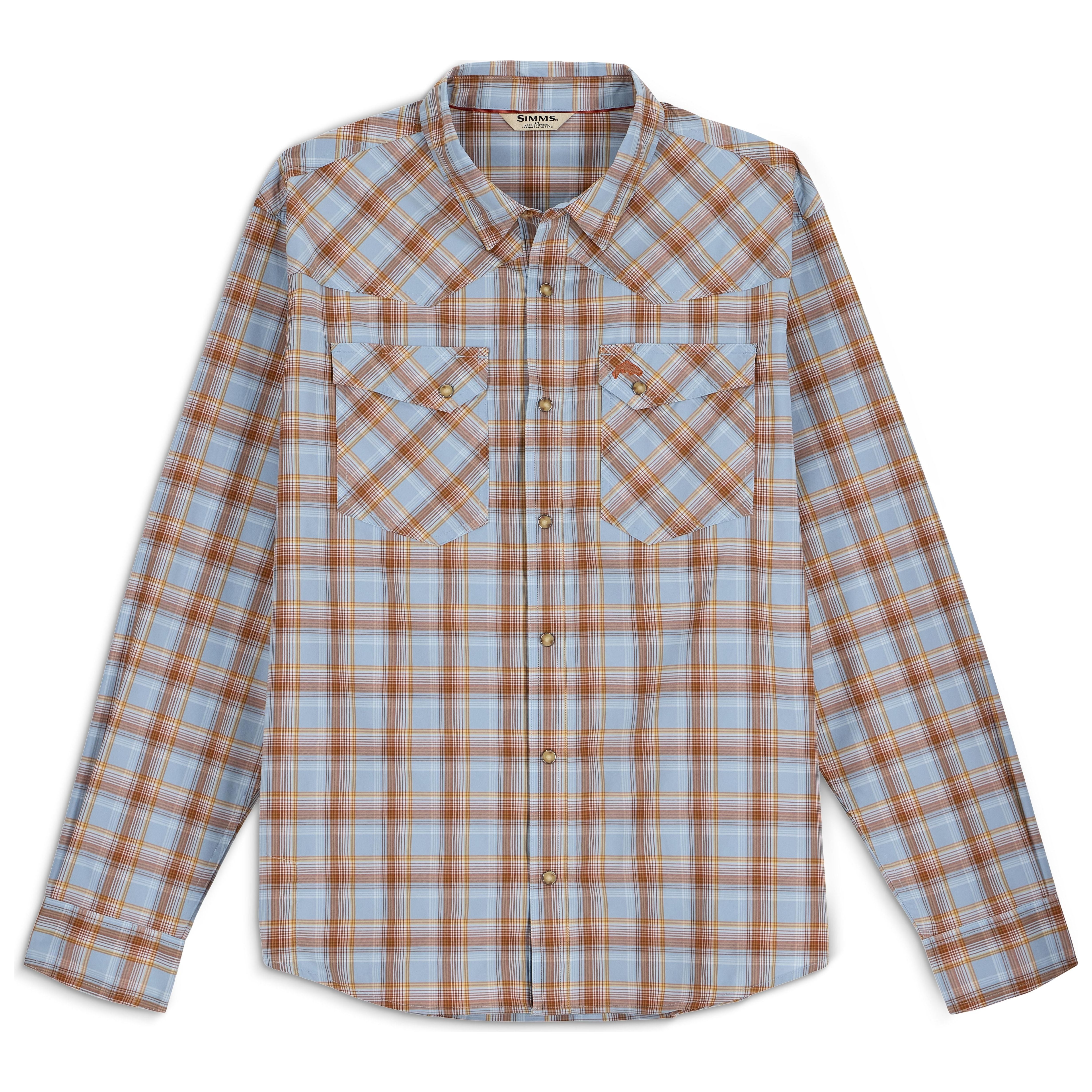 Simms Men's Brackett Long Sleeve Shirt Steel Blue Image 01