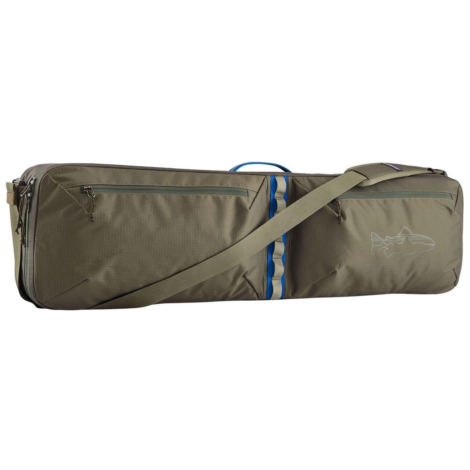 Patagonia Black Hole Rod Case Basin Green with Fitz Trout