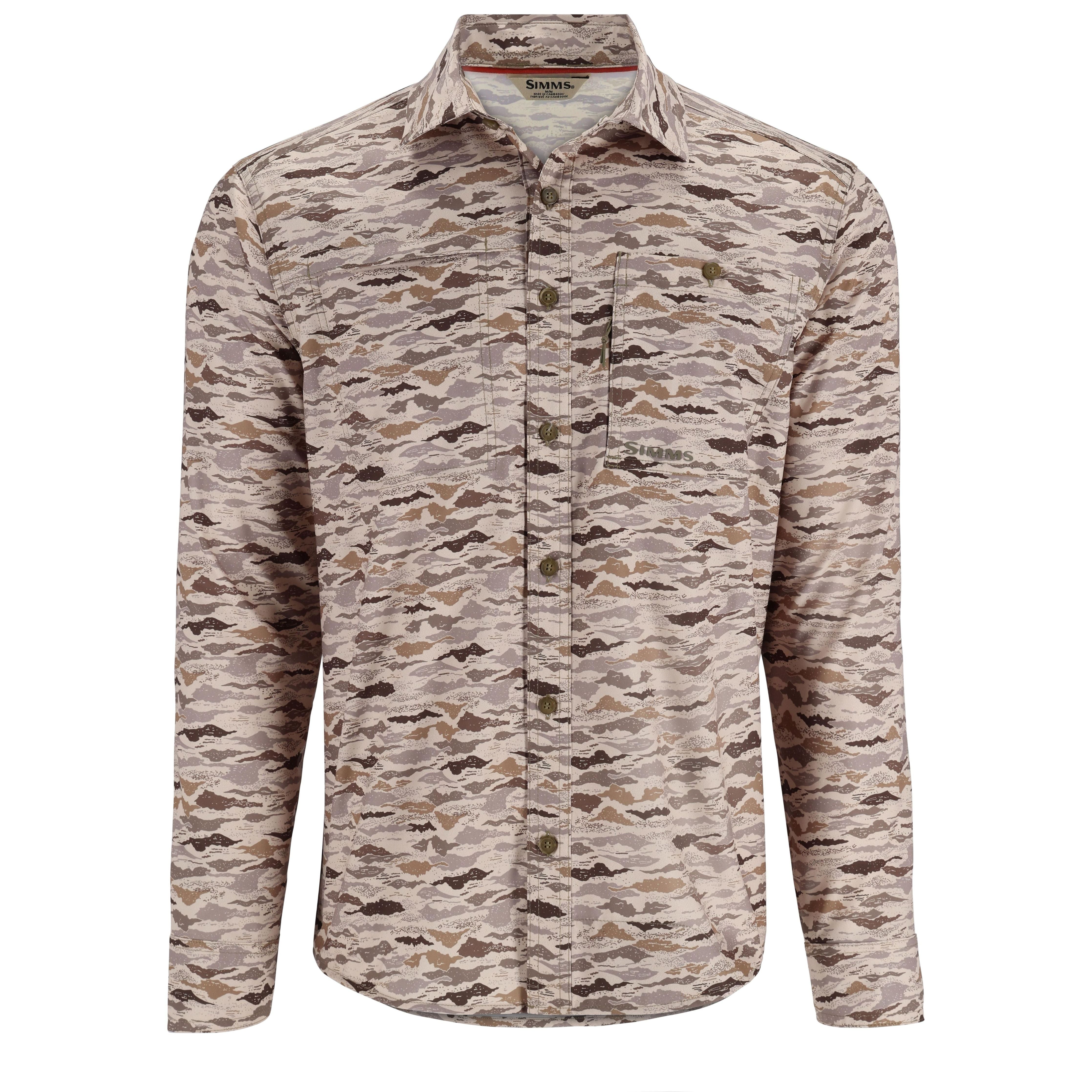 Simms Men's Challenger LS Shirt Sand Riverbed Print Image 01