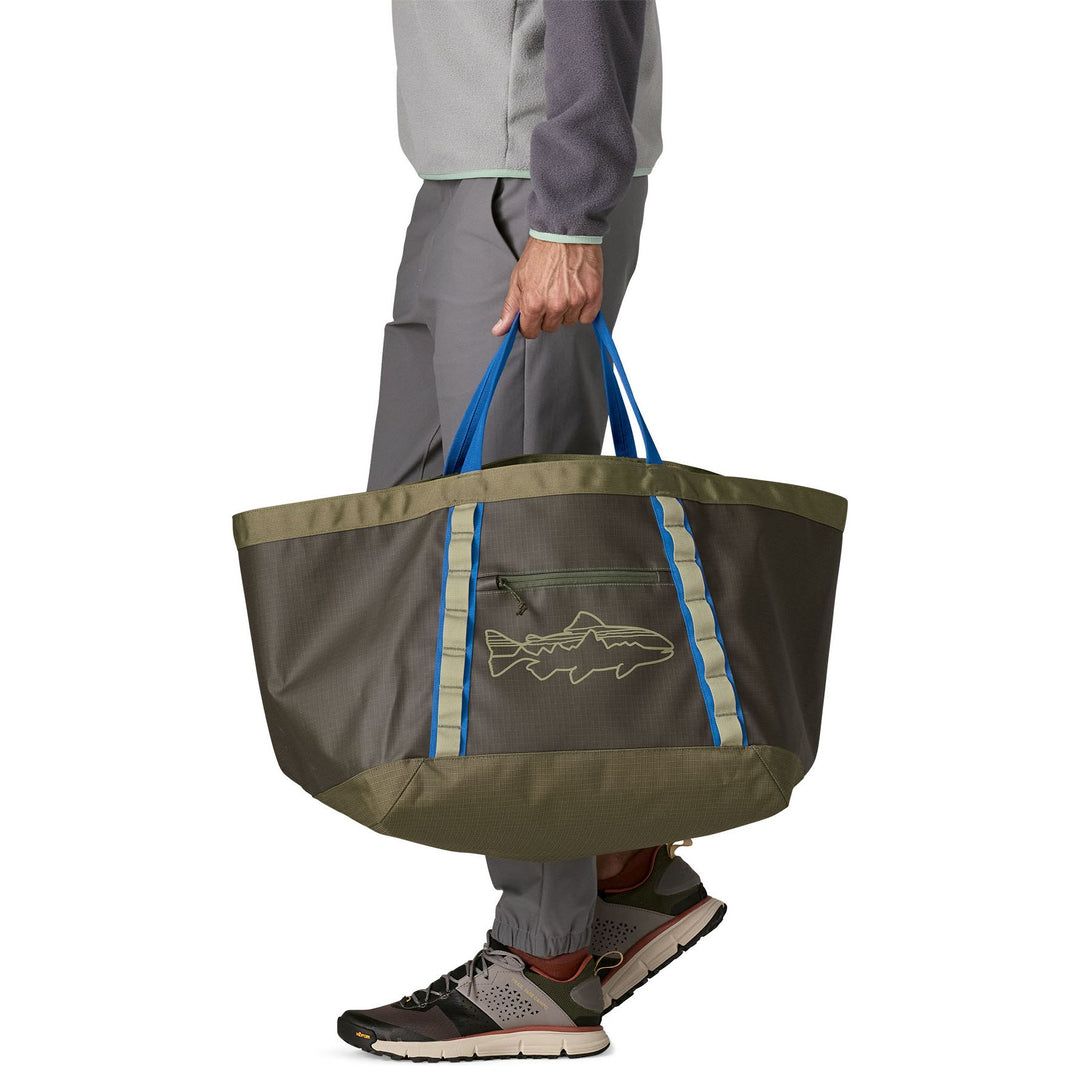 Patagonia Black Hole Gear Tote Basin Green with Fitz Trout