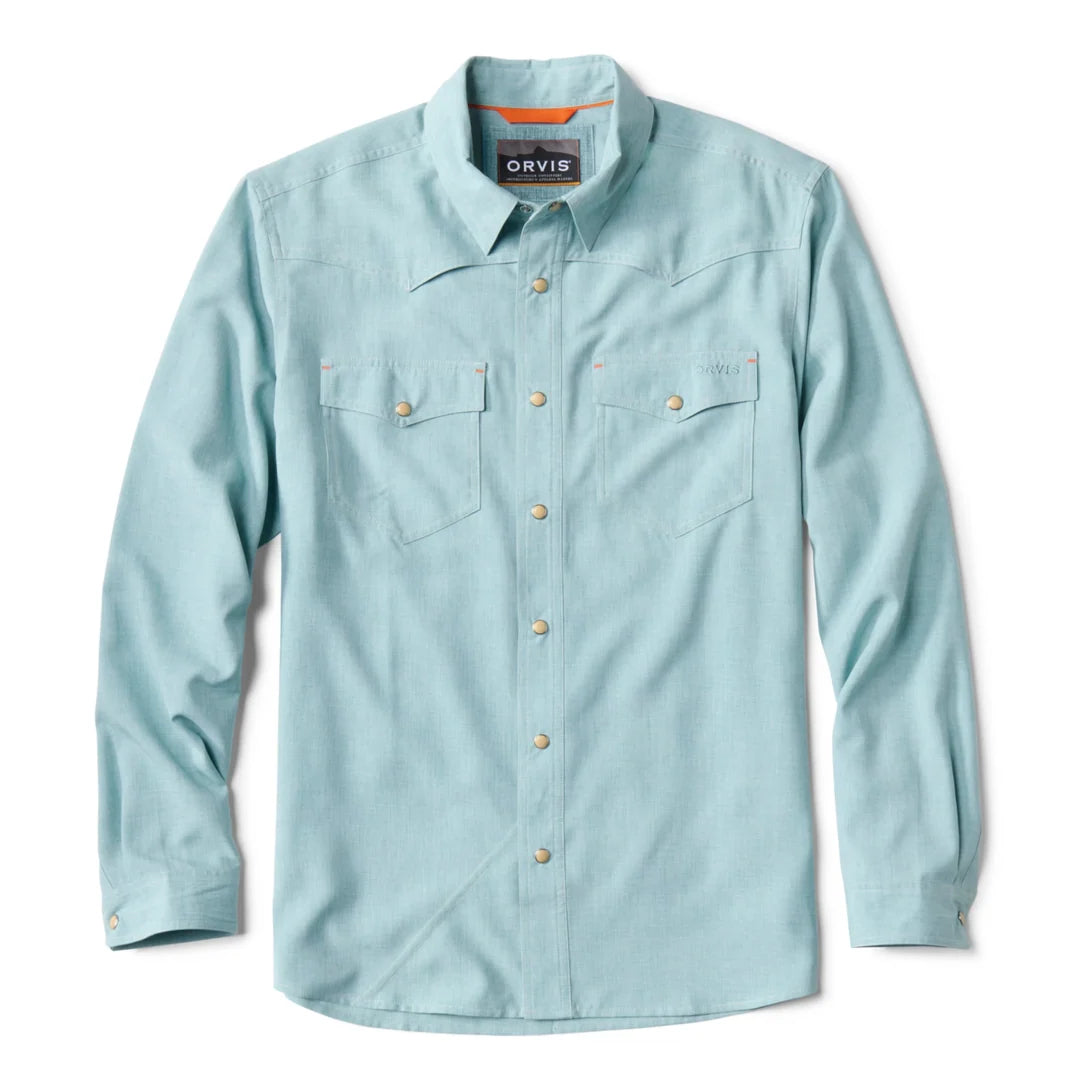 Orvis Mens Tech Chambray Long Sleeve Western Shirt