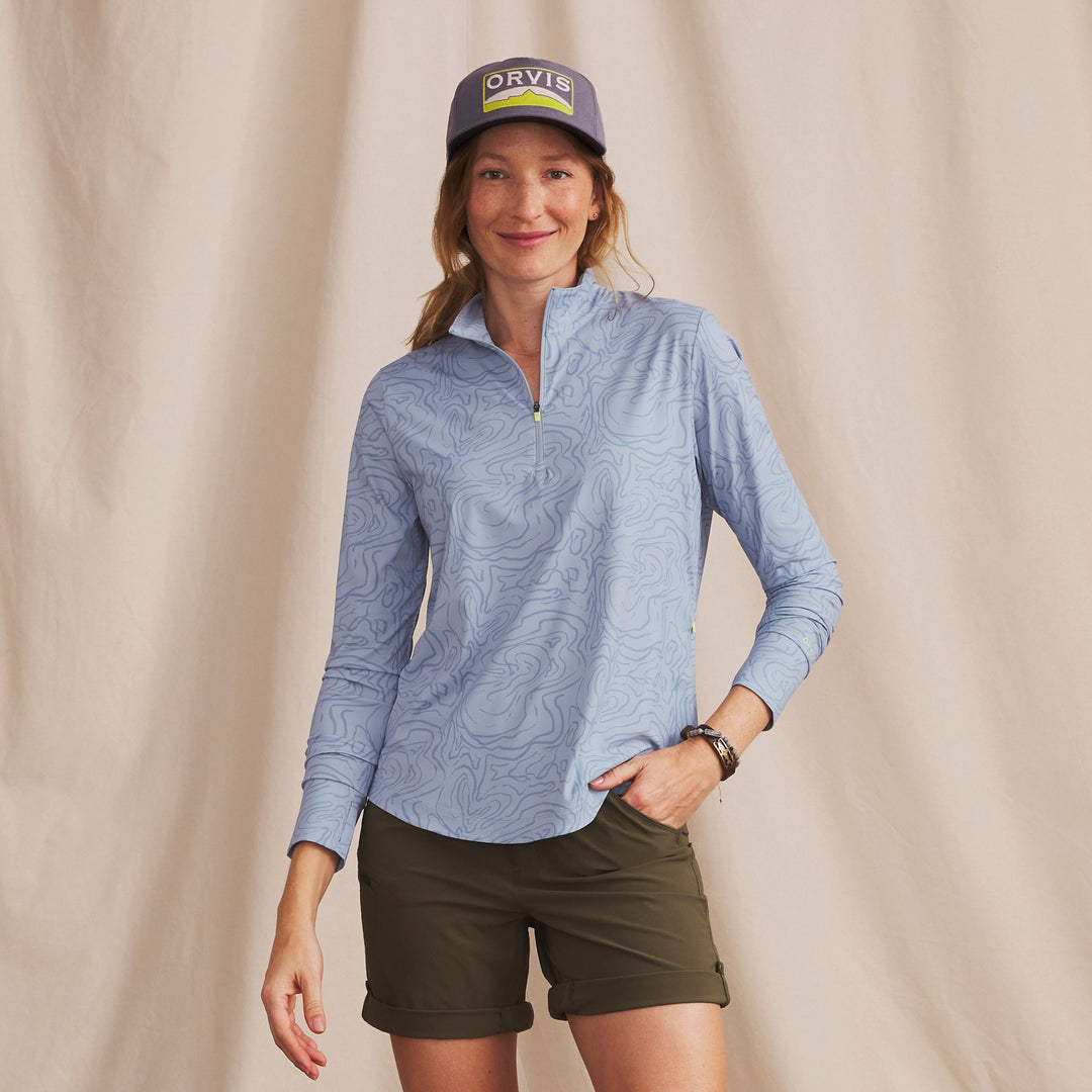 Orvis Women's Sun Defense Printed 1/4 Zip Shirt