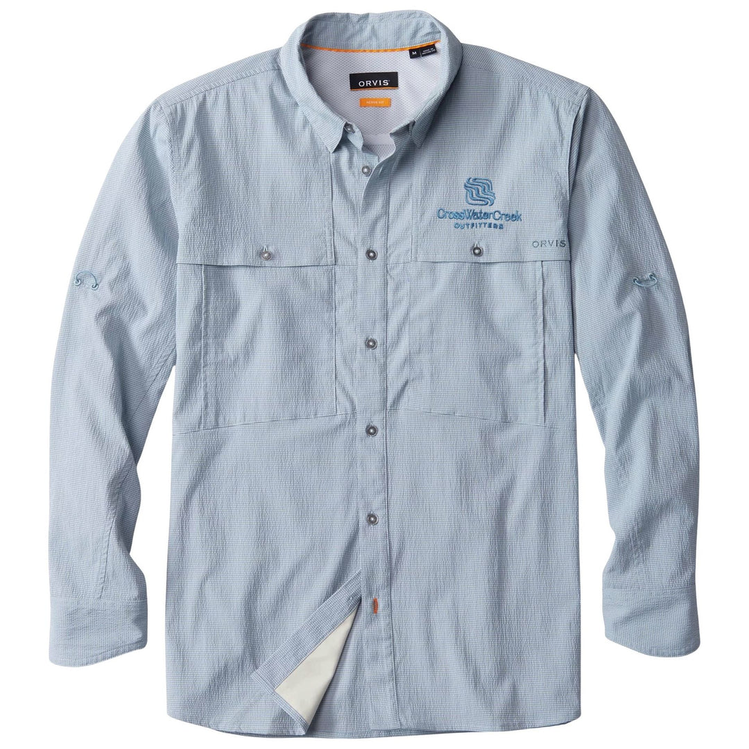 CWC Orvis Men's Open Air Caster Solid LS Shirt Mineral Blue / White / Dark Mineral Blue Image 01