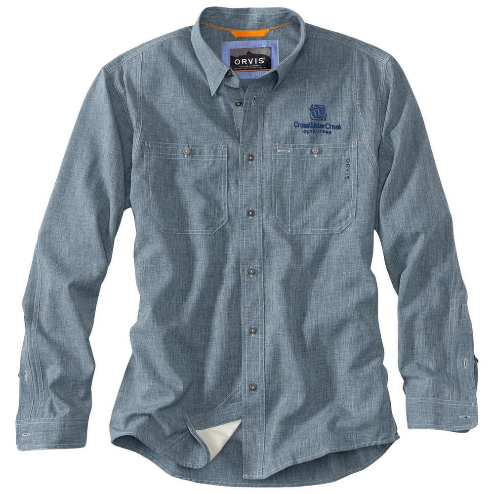 CWC Orvis Men's Tech Chambray LS Work Shirt Blue Chambray / Navy Image 01