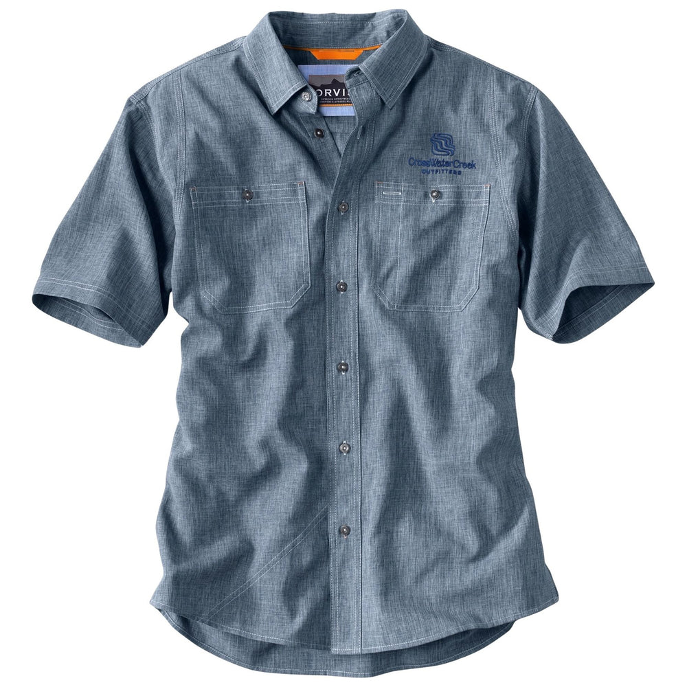 CWC Orvis Men's Tech Chambray SS Work Shirt Blue Chambray / Navy Image 01