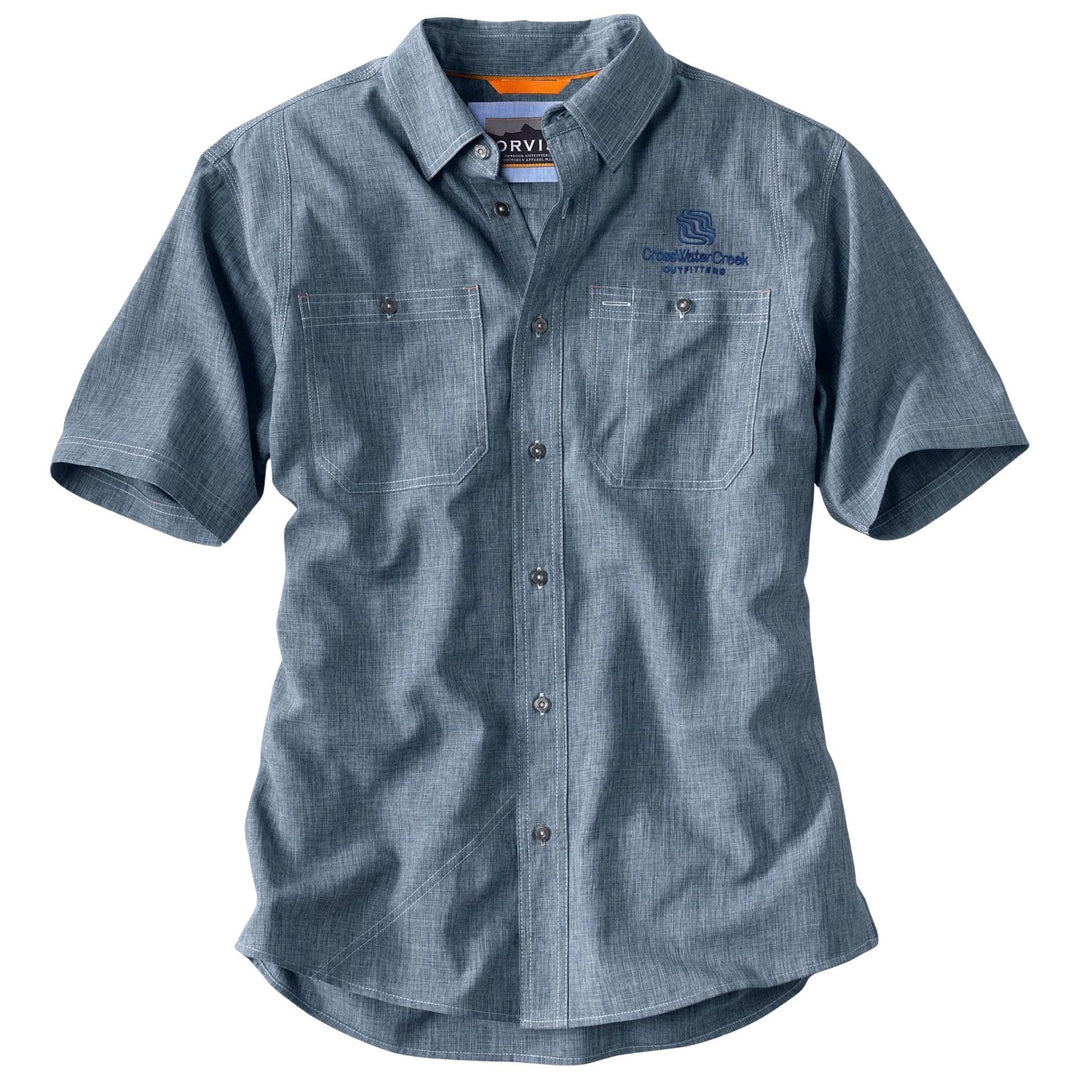CWC Orvis Men's Tech Chambray SS Work Shirt Blue Chambray / Navy Image 01