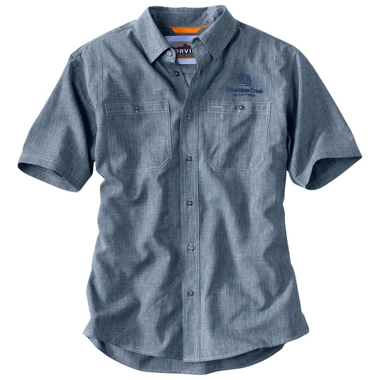 CWC Orvis Men's Tech Chambray SS Work Shirt Blue Chambray / Navy Image 01