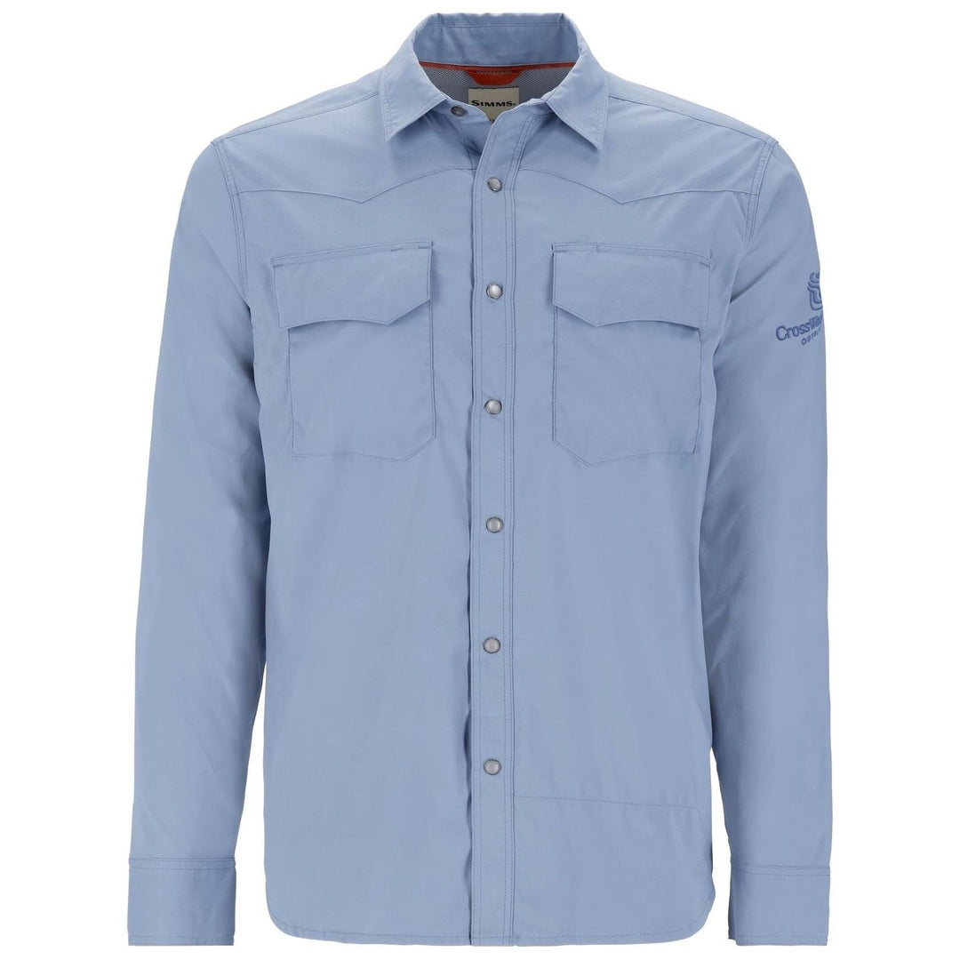 CWC Simms Embroidered Men's Big Sky Tech LS Shirt Albacore / Dark Blue Gray Image 01