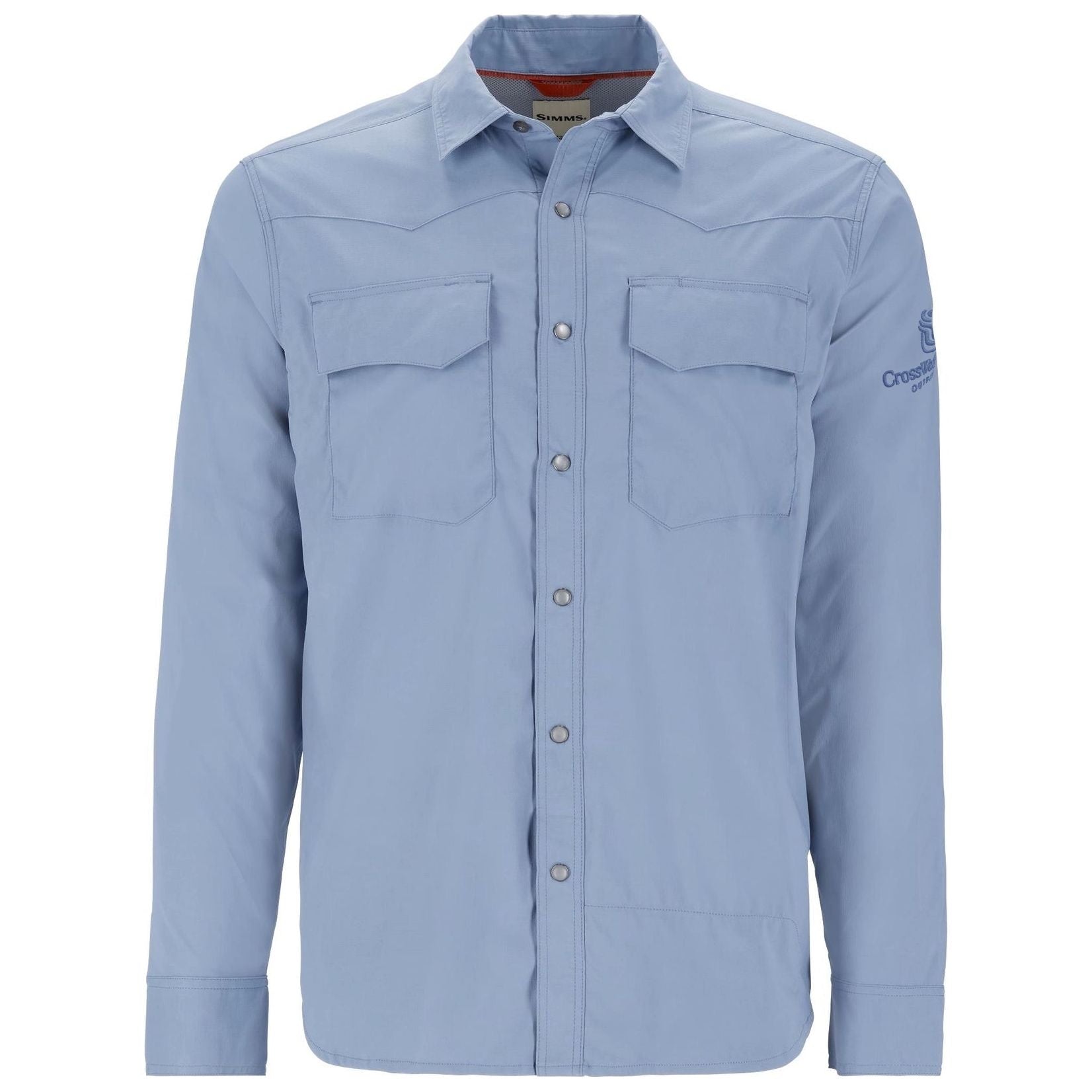 CWC Simms Embroidered Men's Big Sky Tech LS Shirt Albacore / Dark Blue Gray Image 01