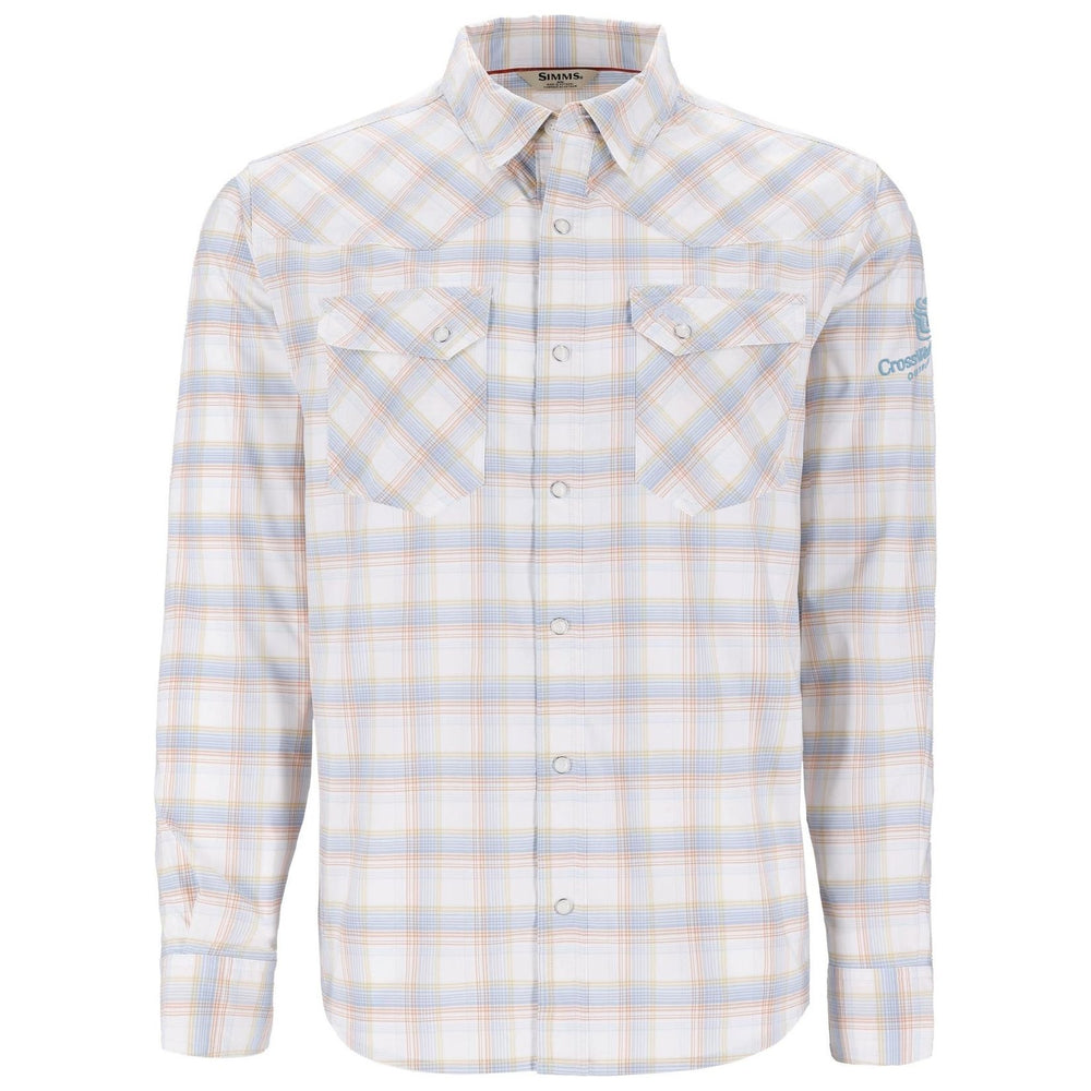 CWC Simms Embroidered Men's Brackett Long Sleeve Shirt White Brackett / Medium Blue Gray Image 01