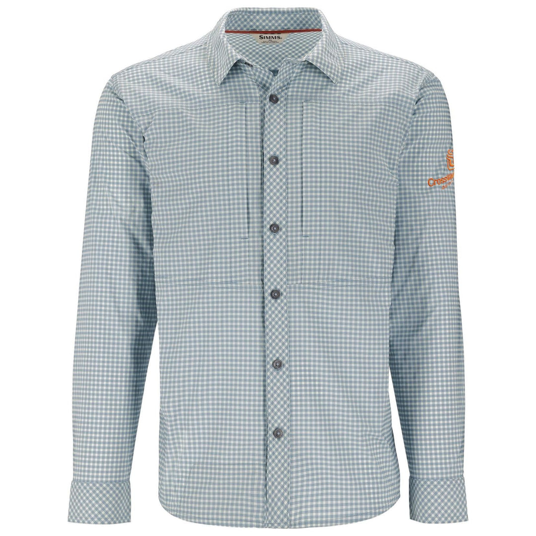 CWC Simms Embroidered Men's Stone Cold LS Shirt Albacore Stone Cold Check / Dark Orange Image 01