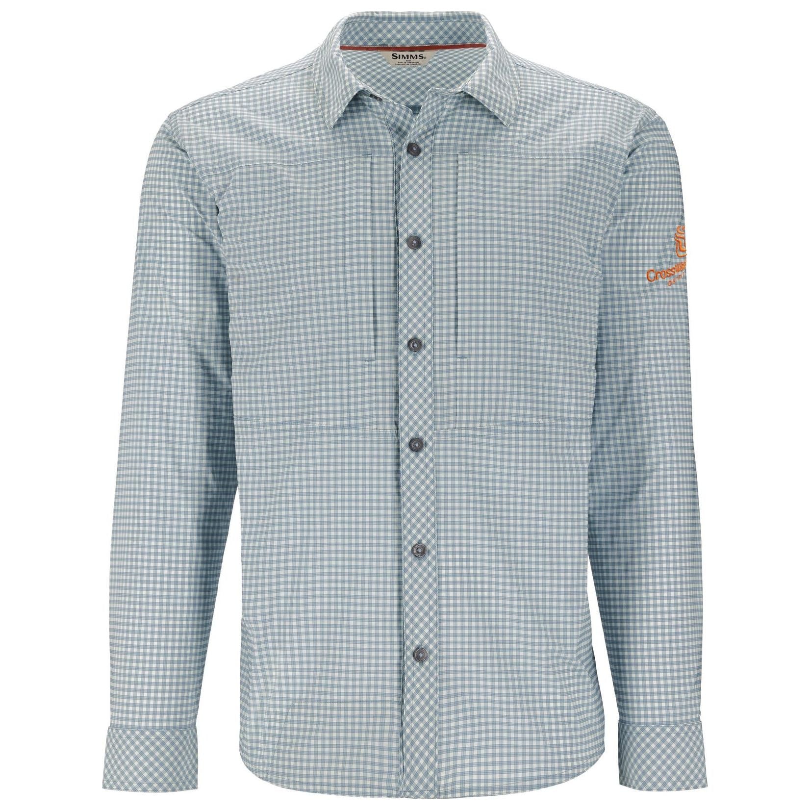 CWC Simms Embroidered Men's Stone Cold LS Shirt Albacore Stone Cold Check / Dark Orange Image 01