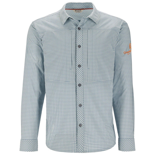 CWC Simms Embroidered Men's Stone Cold LS Shirt Albacore Stone Cold Check / Dark Orange Image 01
